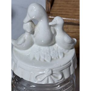 Vintage Mother Duck Ducklings Glass Jar